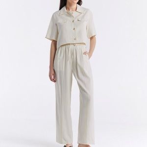 Lattelier Linen Blend Shirt & Pants Set sz XL